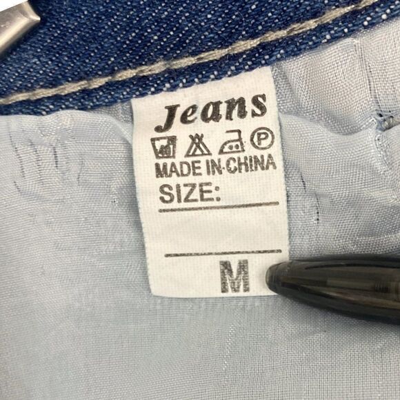 UNBRANDED WOMEN'S Medium Wash High Rise Destroyed Frankenstein Patch Jeans US M - Picture 11 of 11